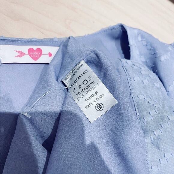 BUDDY LOVE Top Blouse Women's M Romantic Pastel Purple Tie Front Sheer SPRING - Picture 13 of 14